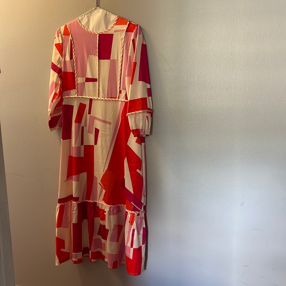 Pink and red silk dress